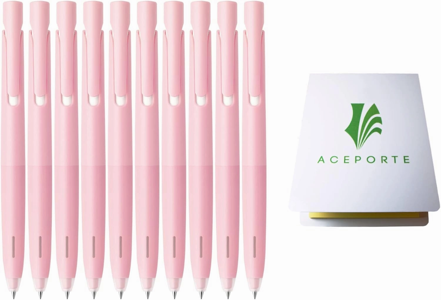 Zebra Blen Retractable Ballpoint Pen, Fine Point 0.5mm, 10 Pack (Black Ink/Light Pink body), Sticky Notes Value Set Black Light Pink body