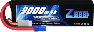 Zeee 3S Lipo Battery 9000mAh 11.1V 100C EC5 Connector Soft Case Battery with Metal Plates for RC Car Truck Tank Racing Hobby Models