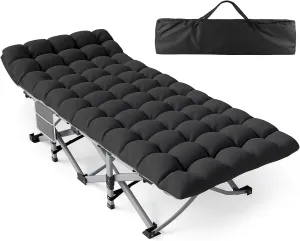 ZENPETIO Camping Cot, Camping Cots for Adults with Thick Mattress, Heavy Duty Cots for Sleeping 500LBS (Max Load) 1200D Double Layer Oxford, Camping Bed for Home Travel Camp Beach Vacation