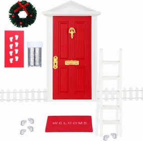 Zhanmai Tooth Fairy Door Kit Mini Wooden Tooth Fairy Door with Accessories Fairy Tale Education Learning Toy for Girls Dollhouse Mini Garden Festive Decoration DIY Craft Activities