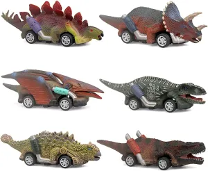 ZHFUYS Dinosaur toy car,boy toys age 3 to 12 toy dinosaur 5.3 Inch toys for 3,4,5,6,7,8,9,10,11,12 year old boys Full-form dino car toy,6 Pack