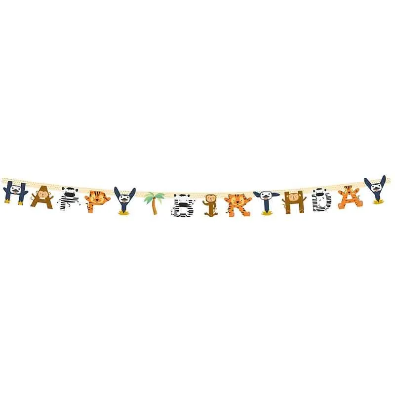 Zoo Animals "Happy Birthday" Die-Cut Paper Banner